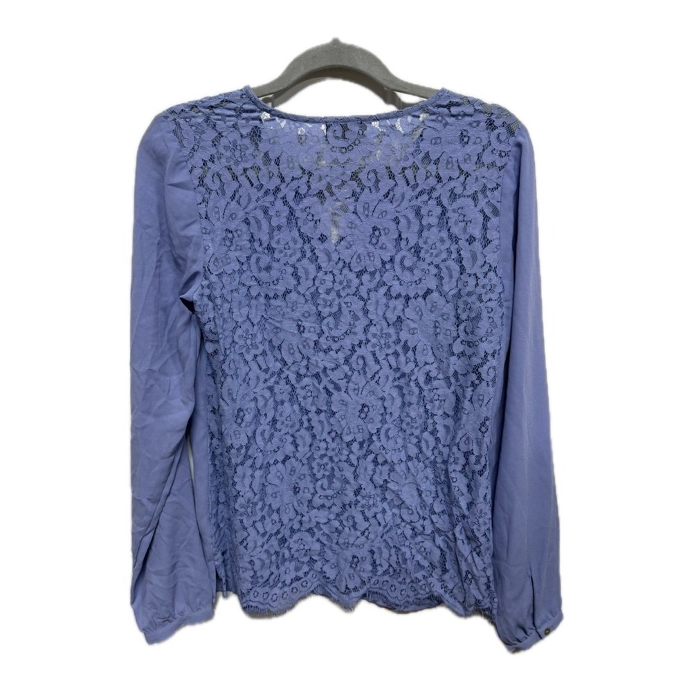 The Limited Periwinkle Lace Back Blouse Long Sleeve Sheer Size XS - Picture 4 of 7